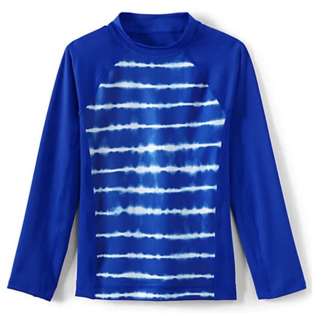 NEW Lands' End Boys Rash Guard Swim Shirt X-Small (4/5) UV 50 Long Sleeve‎ NWT